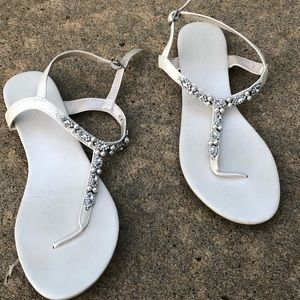 David’s Bridal White Pearl and Rhinestone Sandals